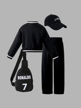 2pcs/Set Toddler Girls'' Casual Letter Print Baseball Jacket And Matching Pants Set